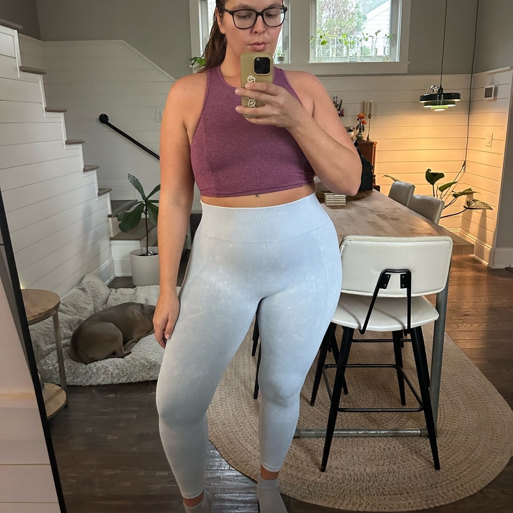 FP Movement by Free People Light Gray Ribbed Leggings
